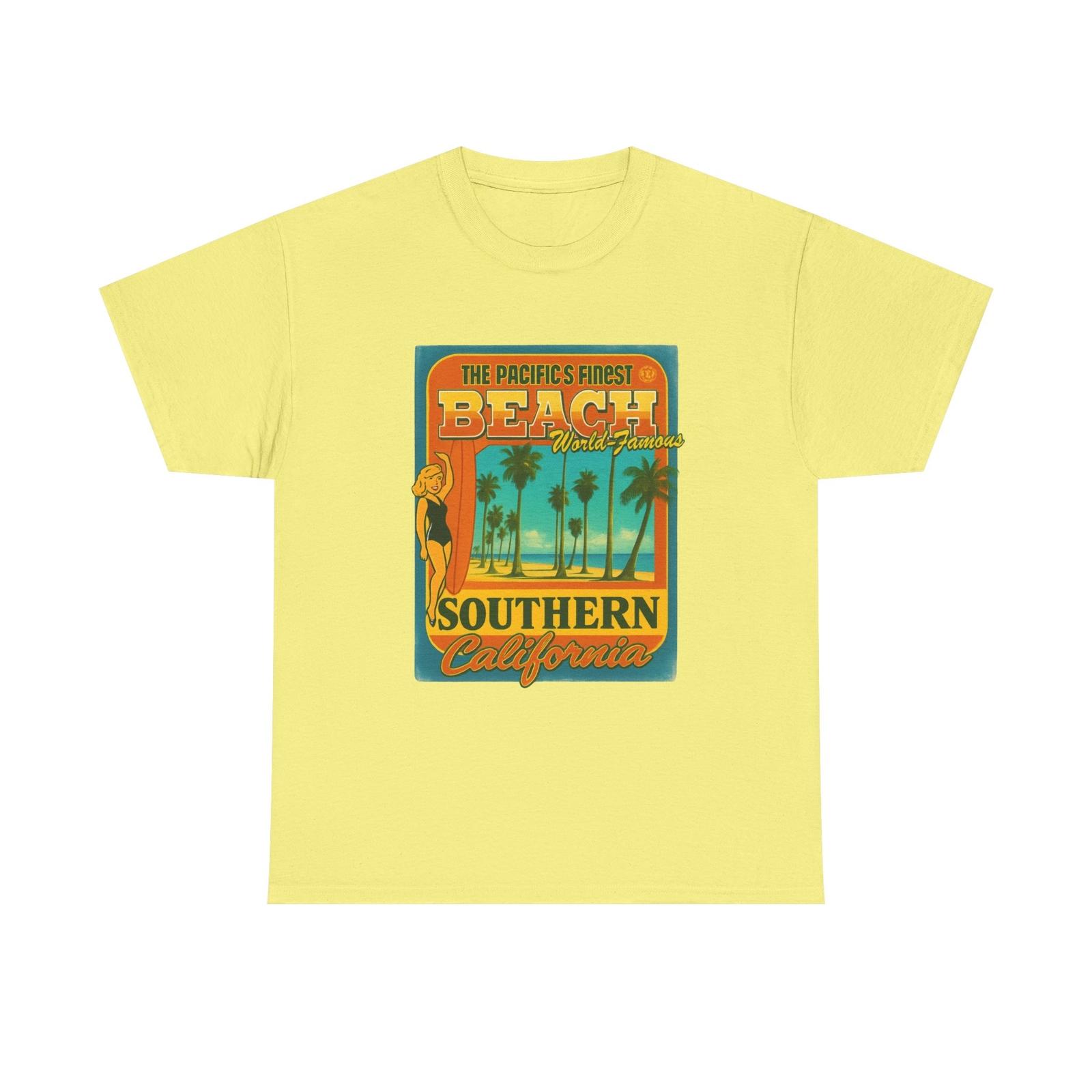 Bright Beach Vibes Unisex Heavy Cotton Tee Summer T-Shirt Southern California 4XL