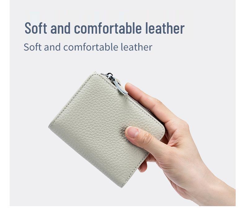 Damen Ultra-dünnes RFID Leder Portemonnaie mit Reißverschluss Münzfach und Kartenhalter