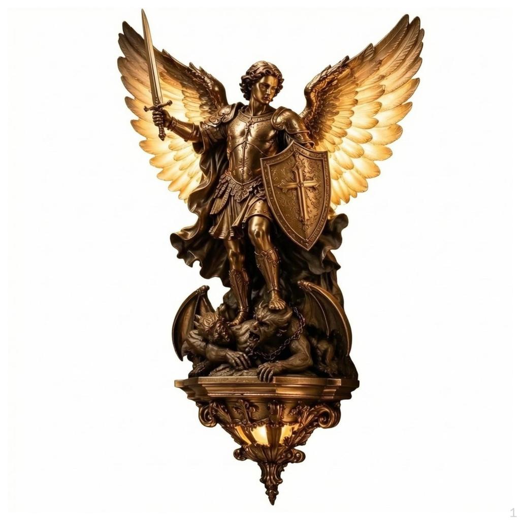 Archangel Wall Sconce Religious Saint Lamp Resin