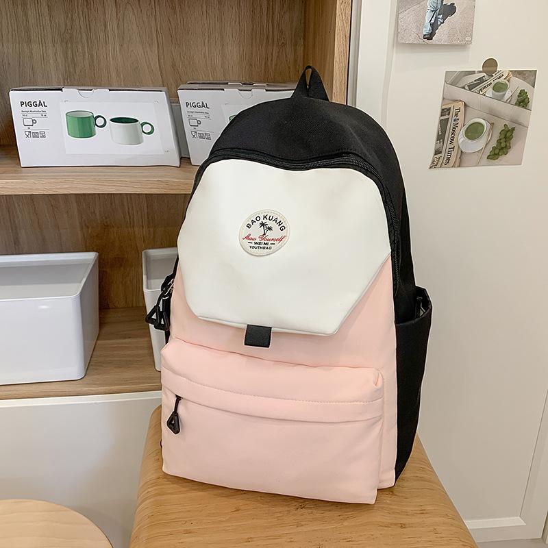 Niche Lightweight Casual Simple Fashionable Contrasting Versatile Schoolbag Junior High School College Backpack
