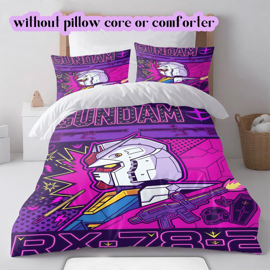 Gundam Anime Style Printed Duvet Cover Set 3PCS Cartoon Bedding Quilt Cover Pillowcases Bedroom Decoration Gift_LIAN