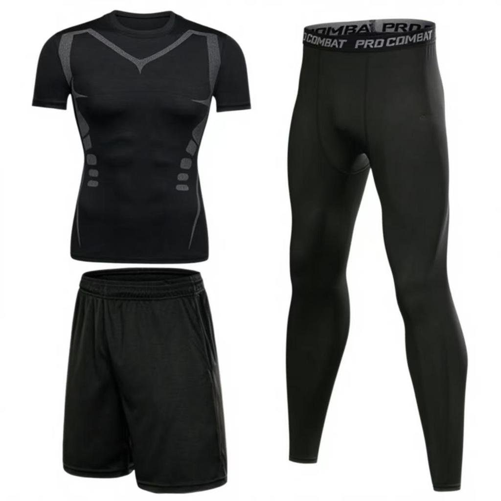 Men's Quick-Dry Fleece-Lined Sports Set - Breathable Long Sleeve Fitness Wear and Running Tights.
