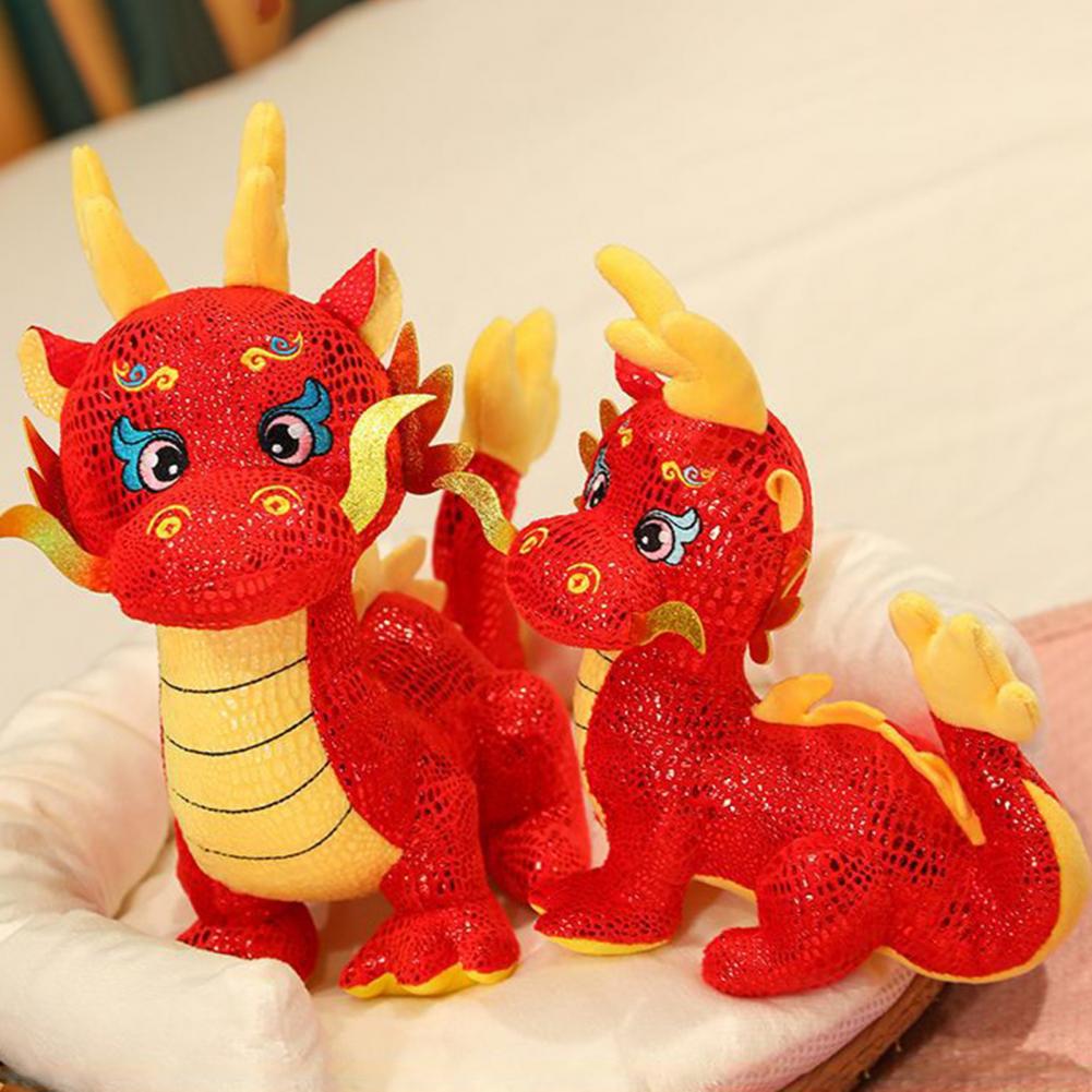 Charming Tail Dragon Stuffed Toy Chinese Zodiac Dragon Plush Dolls Adorable Three-dimensional Mascots for Festivel Home Decor