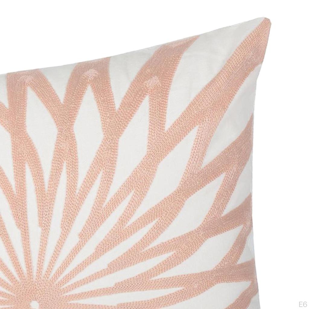 Embroidered Pillow Cover Throw Square Invisible Zip Geometric Cushion for Sofa Office Bedroom