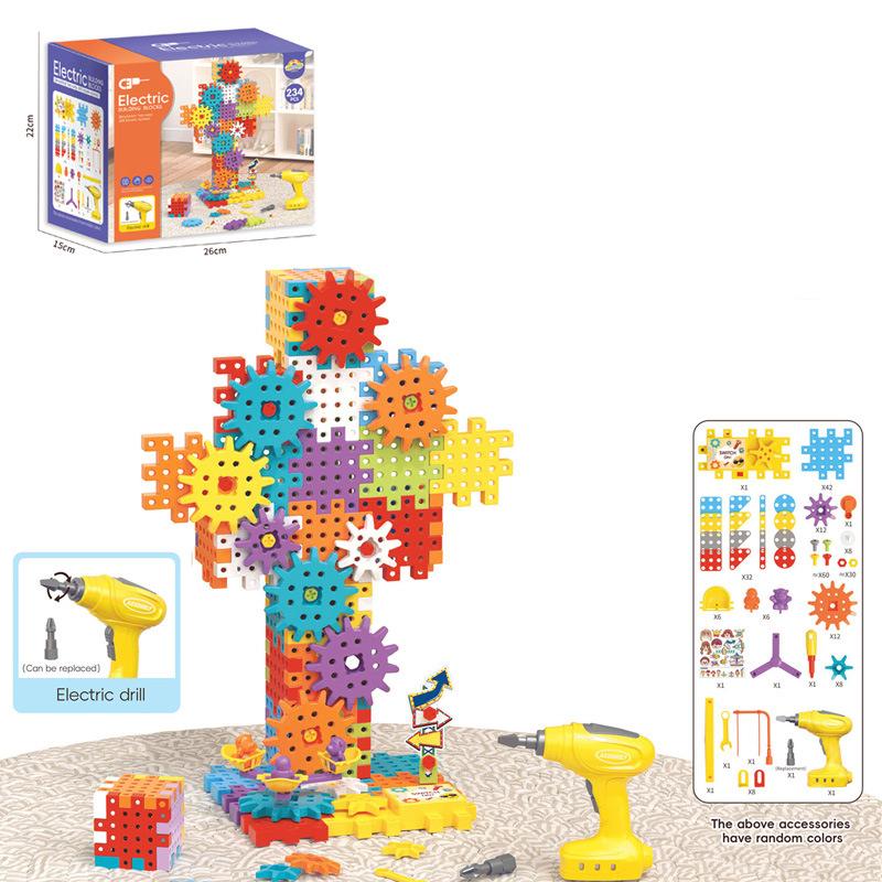 Electric STEM Building Blocks DIY Educational Toy Interlocking Gears Motorized Construction Kit Science Learning for Kids