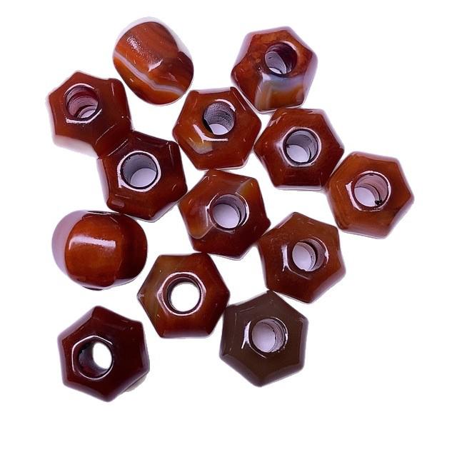 Natural Red Agate Hexagonal Beads for DIY Accessories and Multi-Treasure Projects