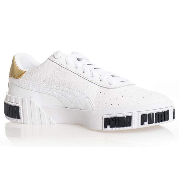 Puma Cali Bold Metallic Synthetic Leather Casual Slip Resistant Lightweight Breathable Low Top Skate Shoes Women sneaker White 371207-01