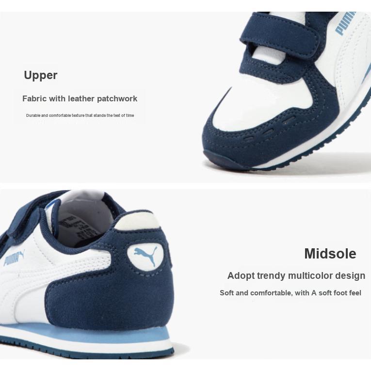Puma Cabana Racer Comfortable Lightweight Low-Top Casual Shoes Kids sneaker White Light-Blue 383730-12
