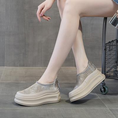 Thick Baseplate Shoes Spring and Summer New Hollow Breathable Hole Small Casual Shoes