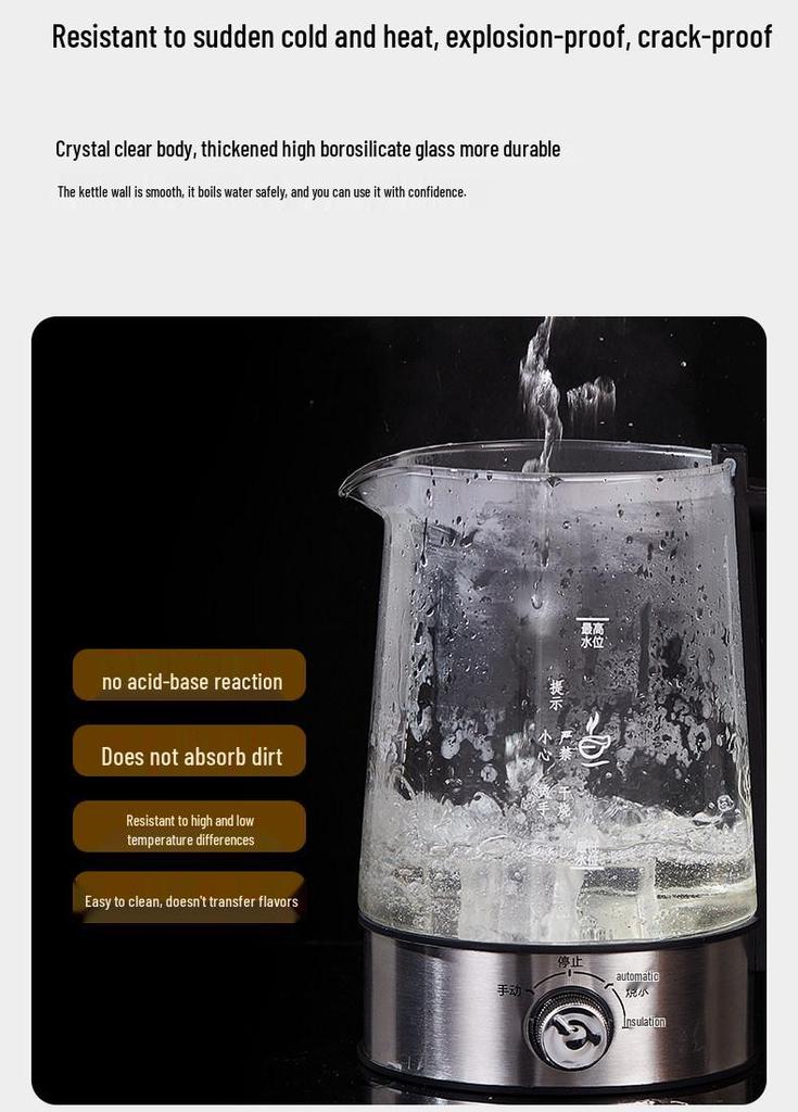 Automatischer Dampf-Sprüh-Teebereiter & Elektrischer Wasserkocher mit Hitzebeständigem Glas zum Aufbrühen & Kochen