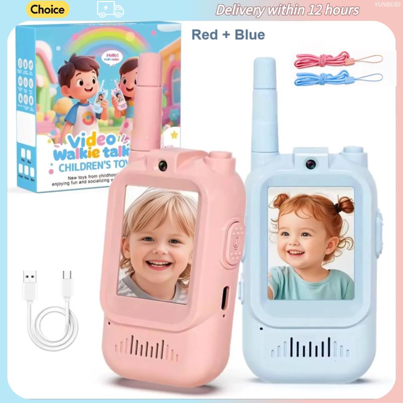 2 BUC Walkie Talkie Video pentru Copii Apel Video HD Încărcare Tip-C Jucării Interfon Fără Cartelă SIM Cadou de Ziua de Naștere de Interior pentru Băieți Fete Vârsta 3+