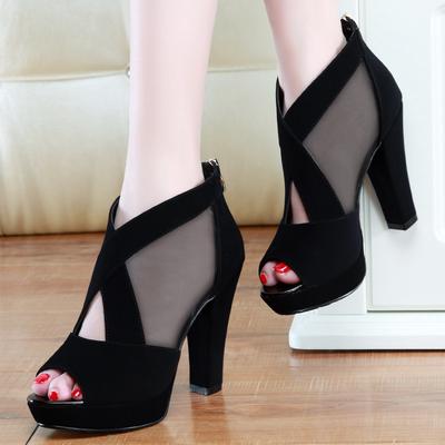 Damen High Heel Sandalen 2025 Sommer Ausgehöhlt Atmungsaktiv Lässige Sandalen für Damen Designer Fischmaul Sandalen Sandalias Mujer