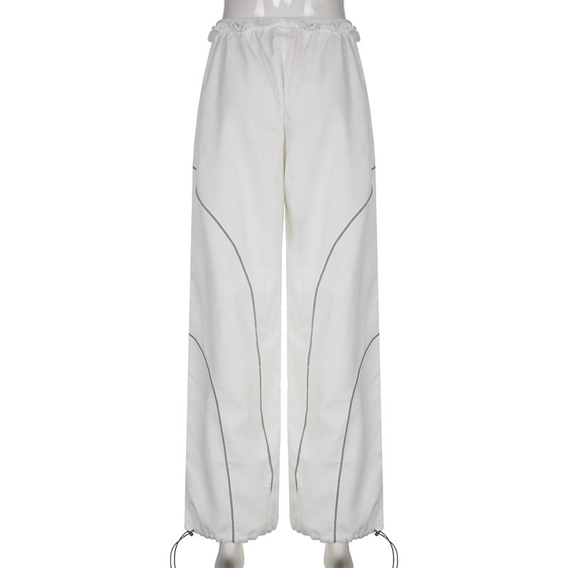 Lose High Waist Tech Baggy Jogginghose Streetwear Jogger Damen Hose mit weitem Bein Casual Basic Punk Hose