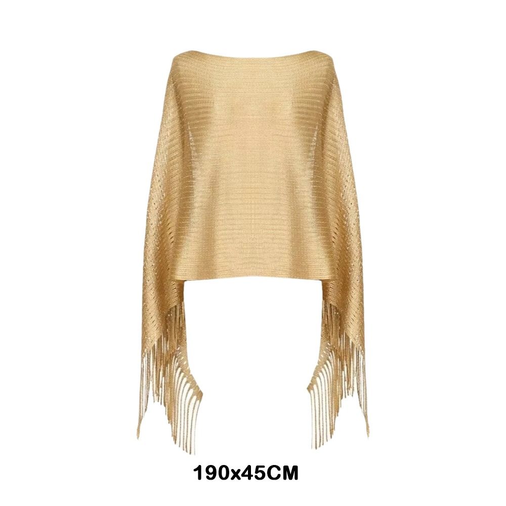Gold Silver Shiny Silk Shawl Lace Tassel Fashion Hijab Fashion Evening Dress Scarf  Summer Wear