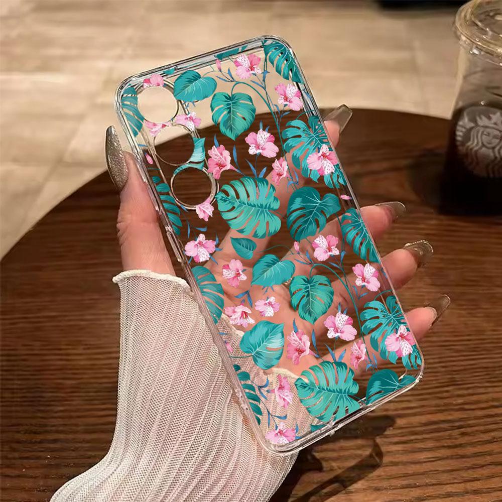 Monstera Deliciosa Lavender Floral Phone Case For Samsung Galaxy A56 A16 A26 A36 A37 A57 A21S A53 A33 A73 A12 Transparent Cover