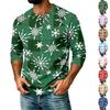 Men's Casual Shirt with Raglan Three-Quarter Length Sleeves Christmas Print Pullover