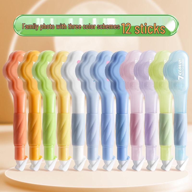 Pen-Style High-Capacity Correction Tape with Push-Button Design, Silent Operation, for Students