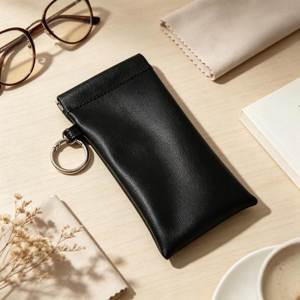 Hanging Glasses Storage Bag PU Leather Sunglasses Protective Cover  Eyewear Accessories