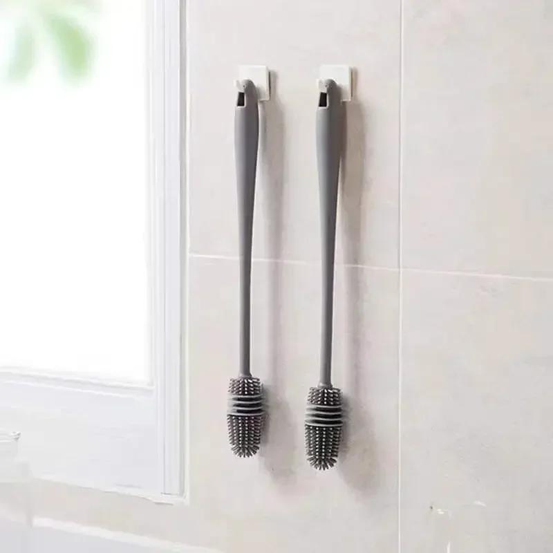 Silicone Cup Brush Useful Things for Kitchen Gadgets Cleaning Tools Long Handle Dish Soap Bathroom Supplies Cloth Goods Home