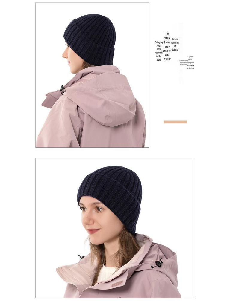 Winter Rabbit Down Core Knitted Hat for Women - Windproof, Warm, Breathable, with Large Brim - Perfect for Students and Couples