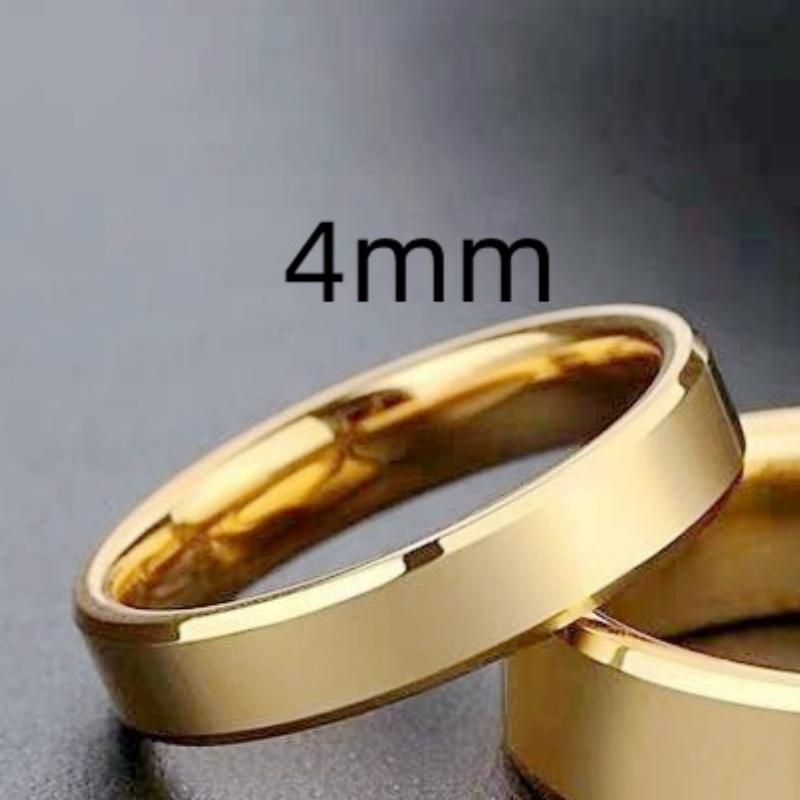 Stainless Steel Couple Rings Gold Colour Simple Women Men Lovers Wedding Zircon Engagement Gifts