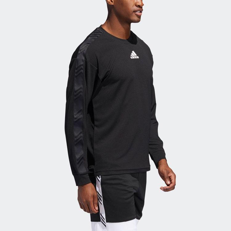 adidas Printed Logo Crewneck Long Sleeve T-Shirt Men Tops Black DU1037