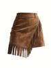 Women's Faux Suede Tassel Mini Skirt