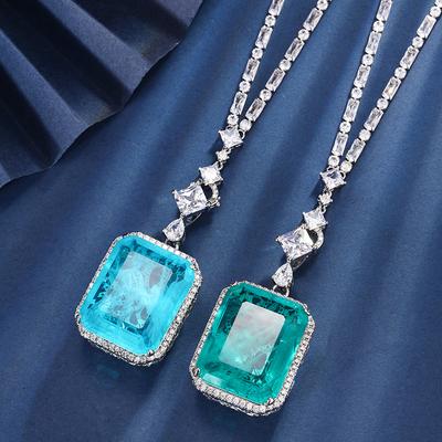 Schmuck Kupferboden Beschichtet Imitation Smaragd Quadratisch 24 * 30 Luxus Eingelegt Großer Anhänger Halskette