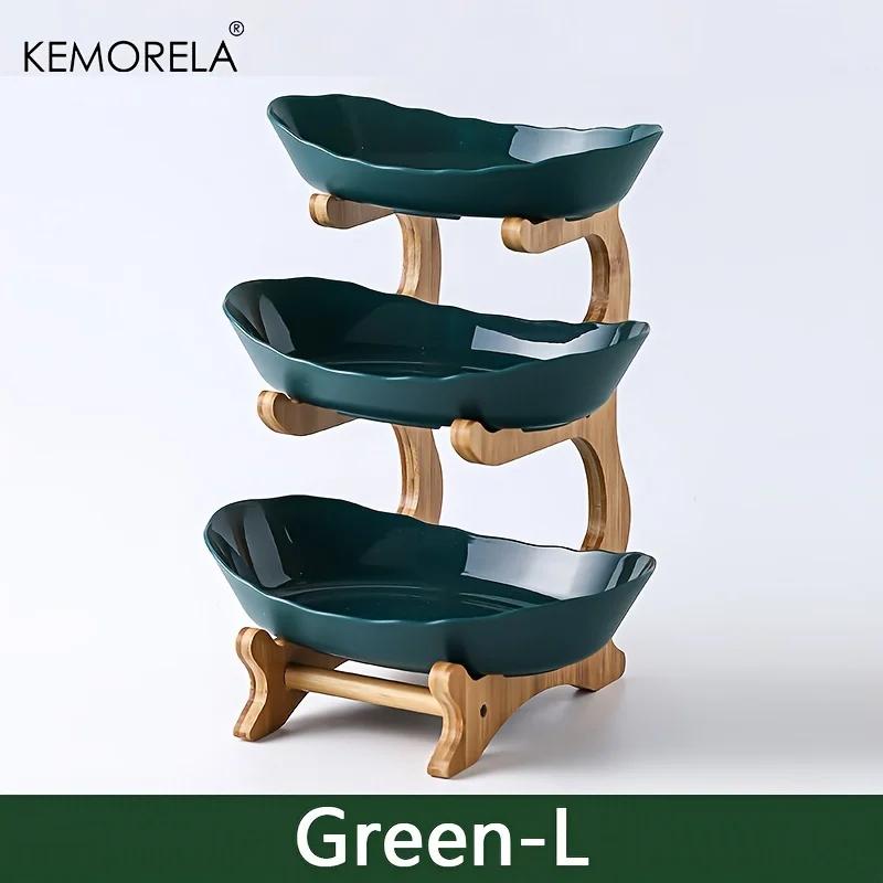 Modernes Holz Wohnzimmer Mehrschichtig Snack-Netz Kunststoff Obstschale Holz Dreischichtig Dessertteller Doppel-/Dreischichtig