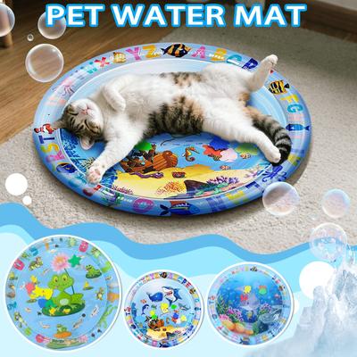 Haustier-Wasserbett, Verdickte und Hunde-Wasser-Sensorik-Spielmatte, Wasserbett-Spielzeug mit Fischen, Waschbare aufblasbare Spielmatte, Durchstichfeste Haustier-Matte, Fühlt sich kühl an