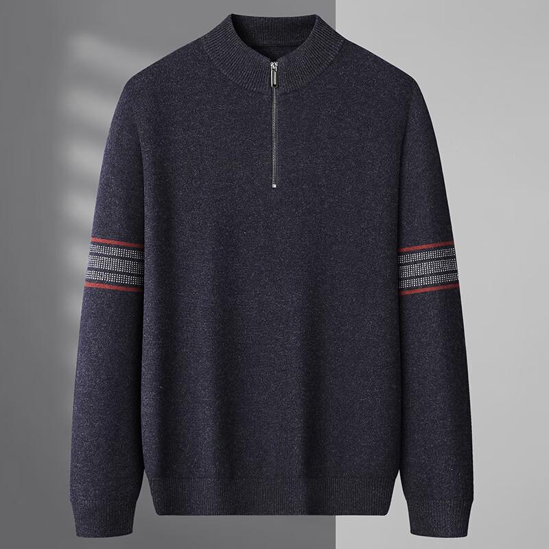 Men s Plus Size Mock Neck Half-Zip Wool Sweater 135/6XL