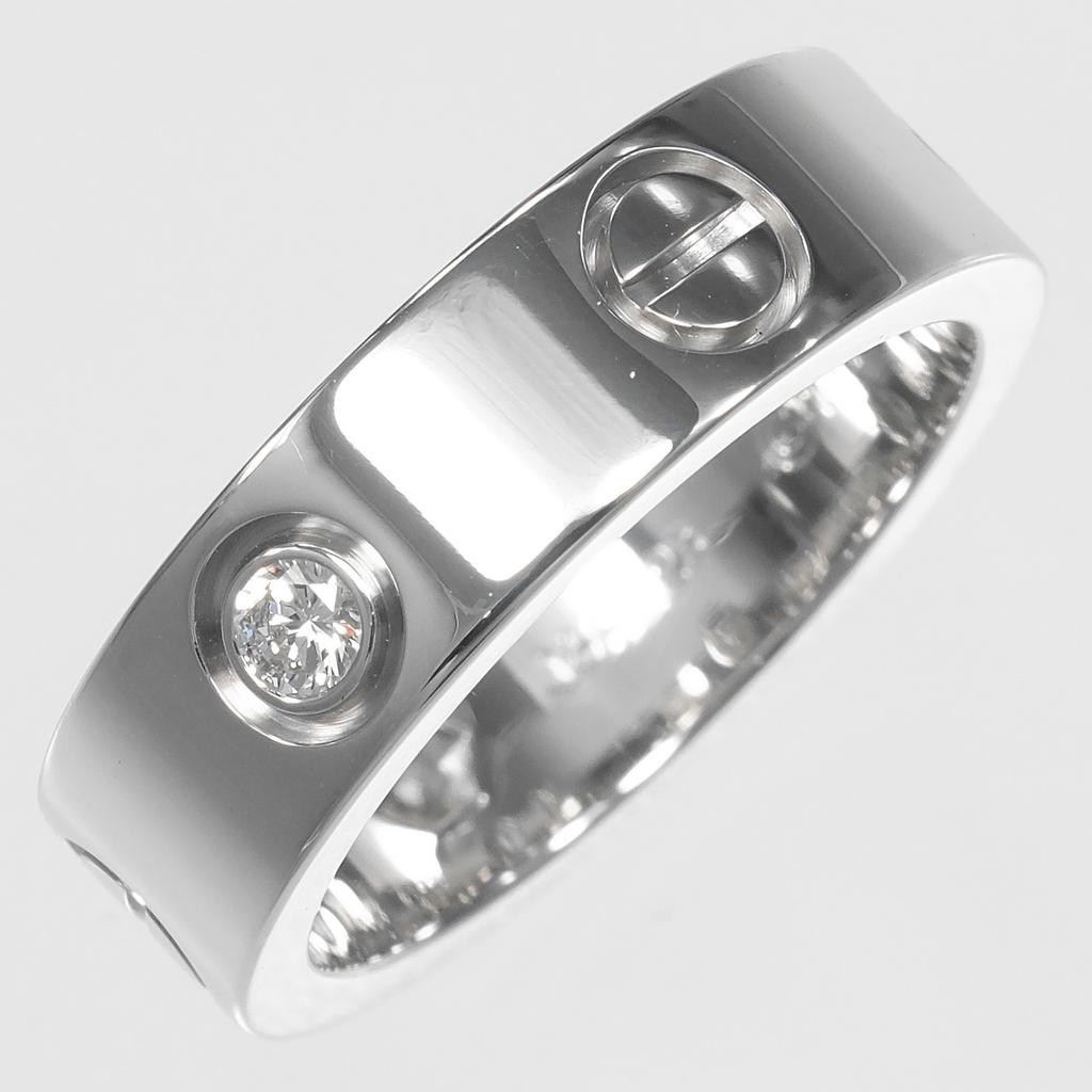CARTIER love Ring K18 white gold/3P Diamond #5.8(US Size) 8.82g Women Used