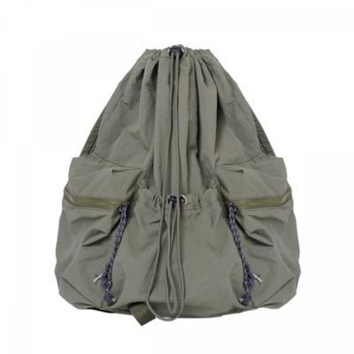 Khaki Drawstring Nylon Backpack