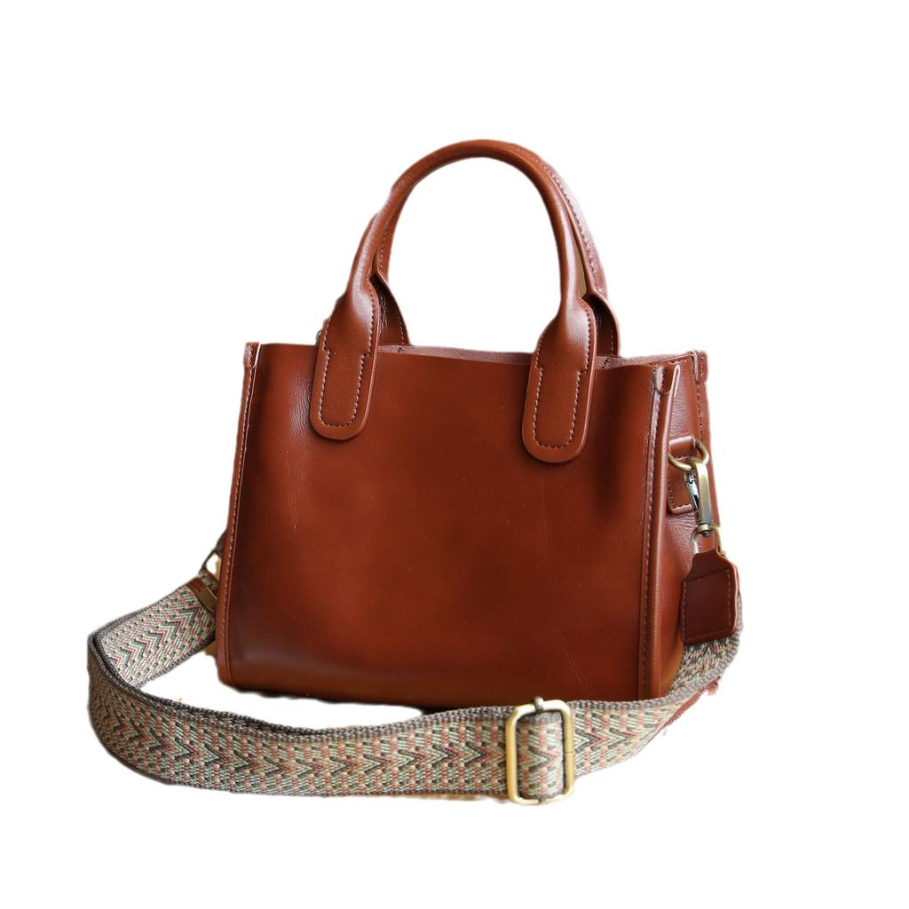 Cowhide Women's Bag, One Shoulder Crossbody Handbag.