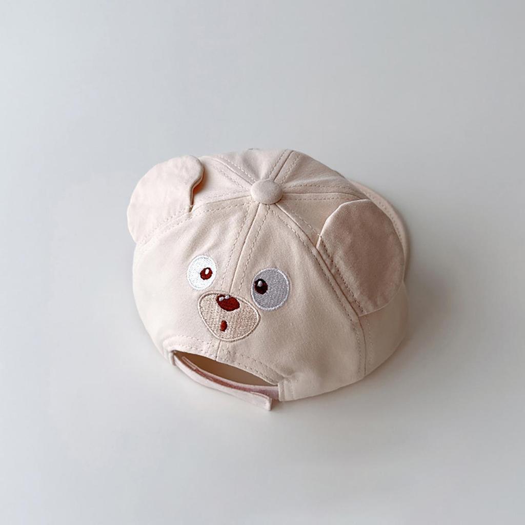 Cartoon Bear Ear Baby Baseball Cap Cute Solid Color Infant Peaked Hat Summer Cotton Kids Boy Girl Sun Visor Hats