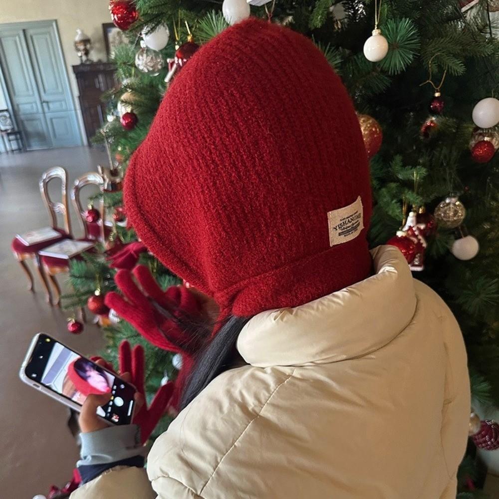 Windproof Knitted Hooded Hat Warm Neck Collar Scarf Cap Fashion Balaclavas Cap  Outdoor