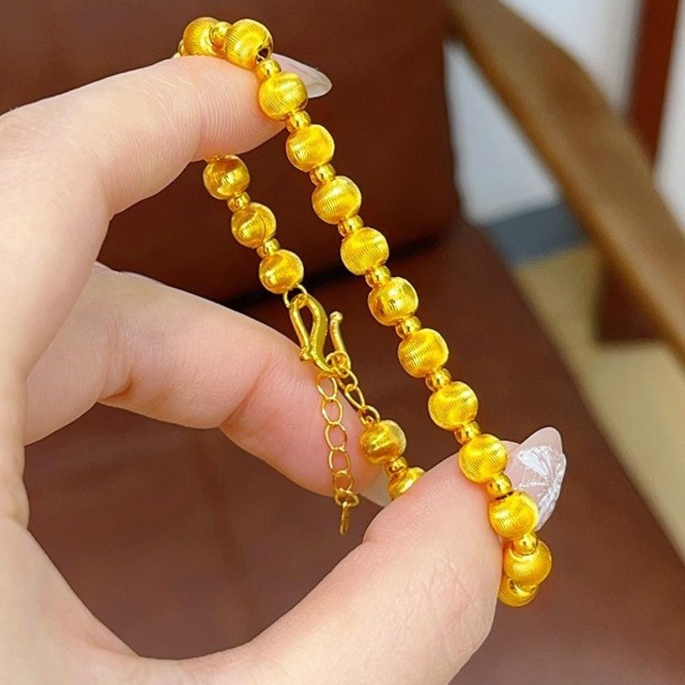 Matte Finish Gold Cat's Eye Bracelet Intertwined Pattern Round Gold Hand Chain Daily