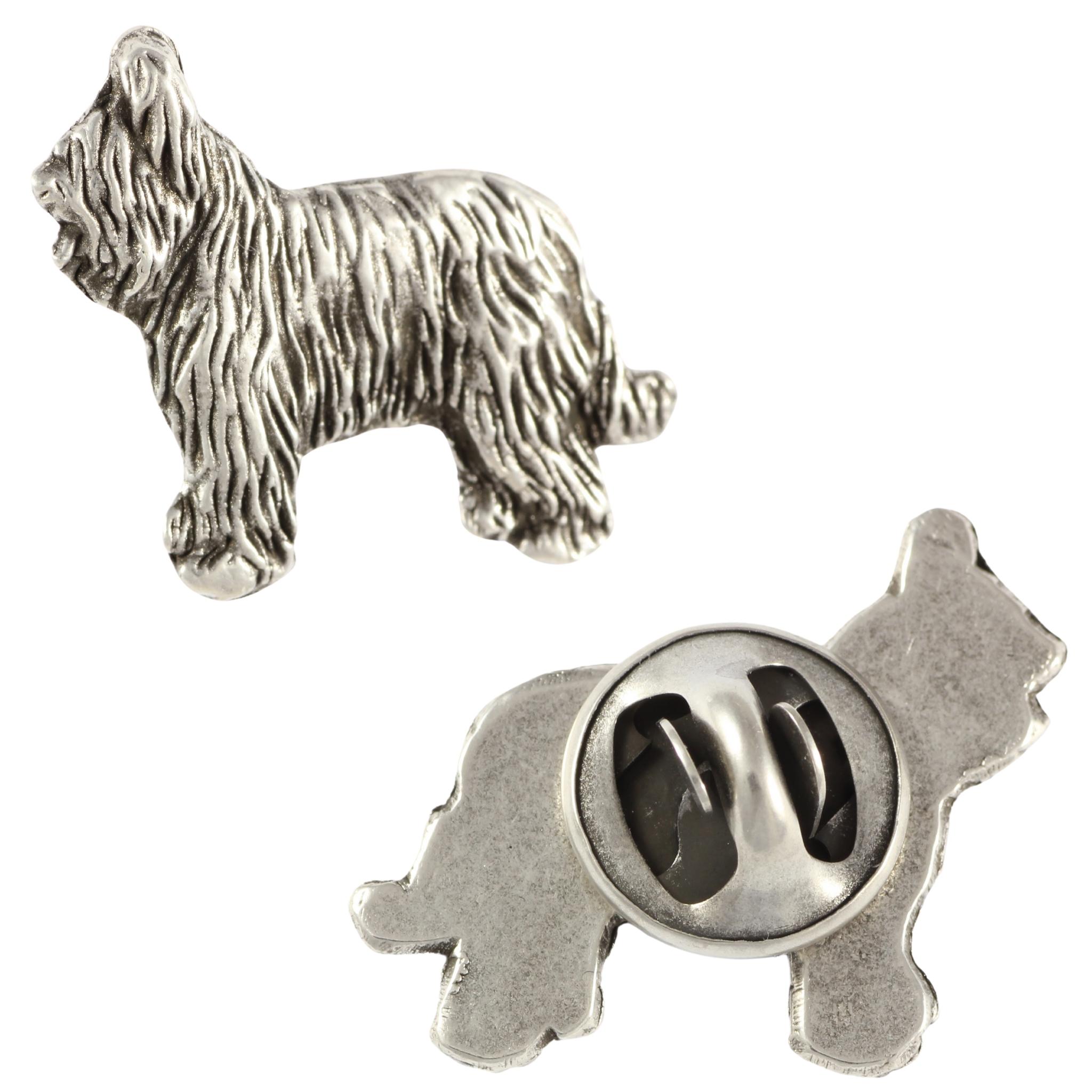 

Briard, Berger de Brie II - Silver-plated dog brooch, elegant pin, jacket lapel decoration by Art-Dog brand срібний