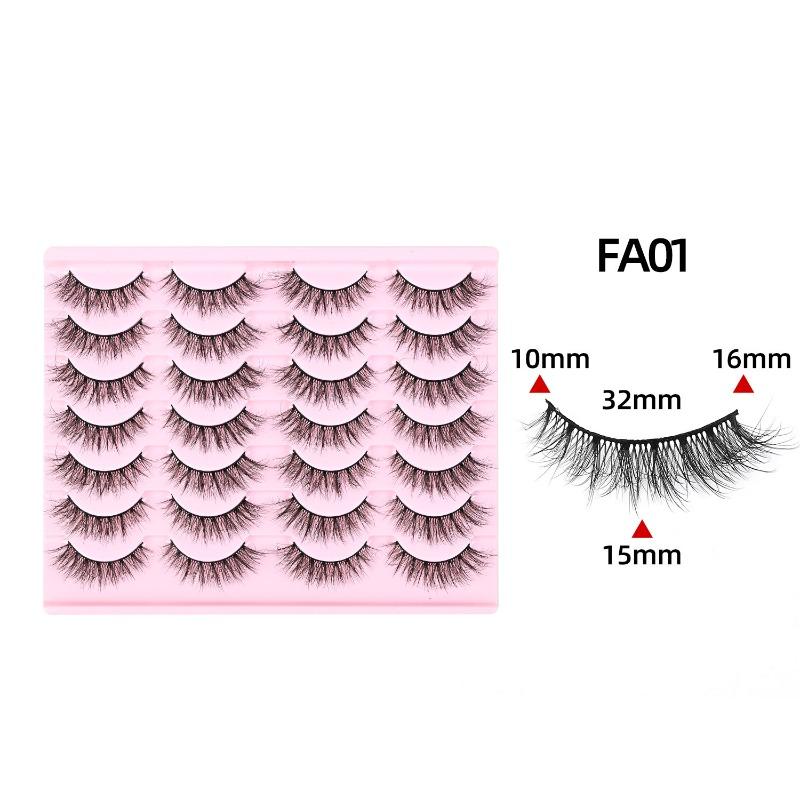 Cross-border European and American Style Flared Lashes, 14 Pairs of Thick, Curled, Naturally Three-dimensional One-piece Lashes