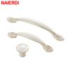 NAIERDI Ivory White Cabinet Handles Zinc Aolly Kitchen Cupboard Door Pulls Drawer Knobs European Fashion Furniture Handle