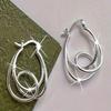 1Pair Sterling Silver Knot Hoop Earrings - Unique Twisted Line Design, Hypoallergenic Korean-Japanese Style, Fashion Jewelry Gifts For Daily Wear