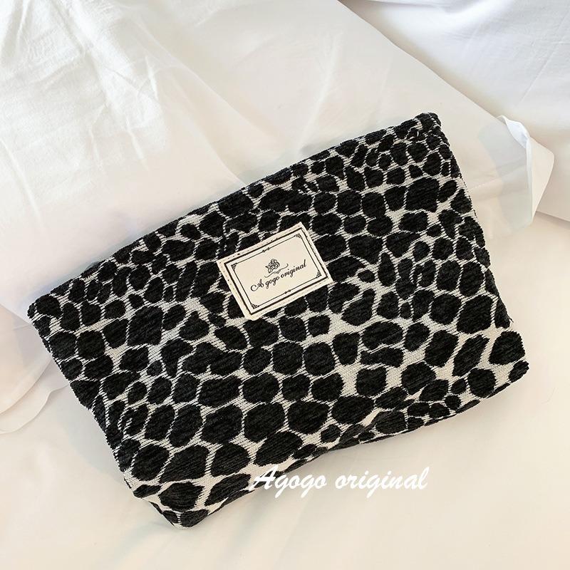 Leopard Print Cosmetic Bag Portable Travel Makeup Organizer Handbag