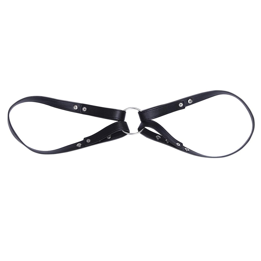 Men Lingerie Faux Leather Adjustable Body Chest Harness Bondage Costume with Press Buttons