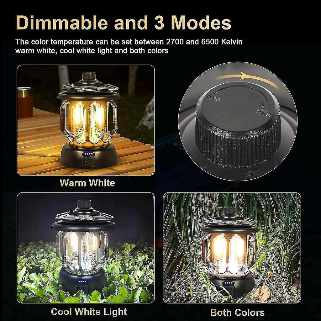 LED Retro USB Wiederaufladbare Campinglaterne Dimmbares Warmweißes Licht