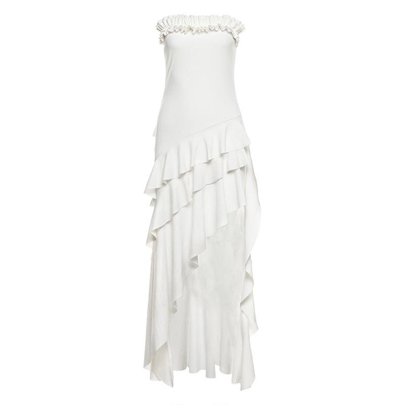2026 European and American style summer new sexy pure desire irregular waist tube top backless lace dress women