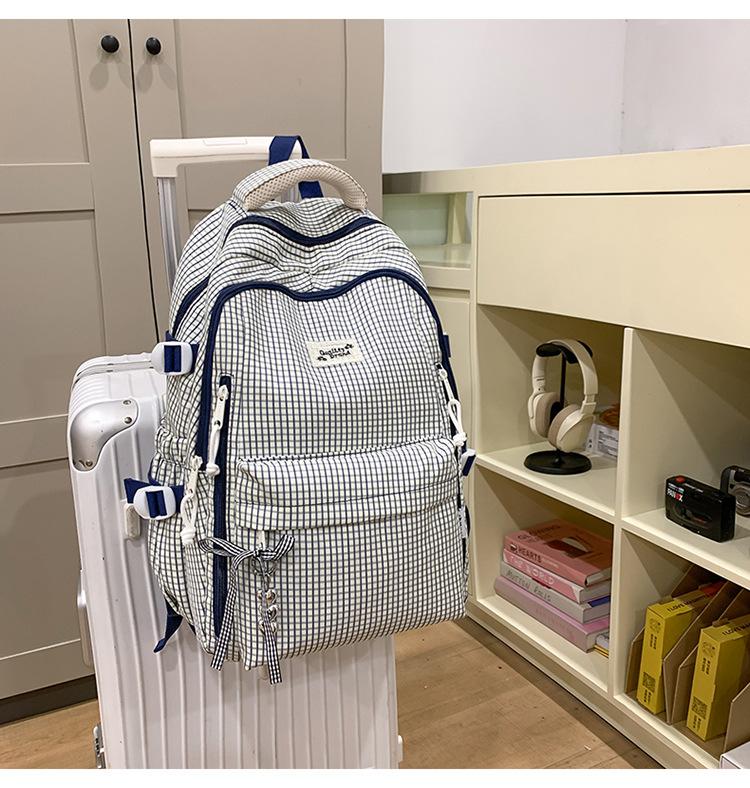 Japanese Plaid Fashion Simple Harajuku Versatile Schoolbag Junior High School Student Backpack Male