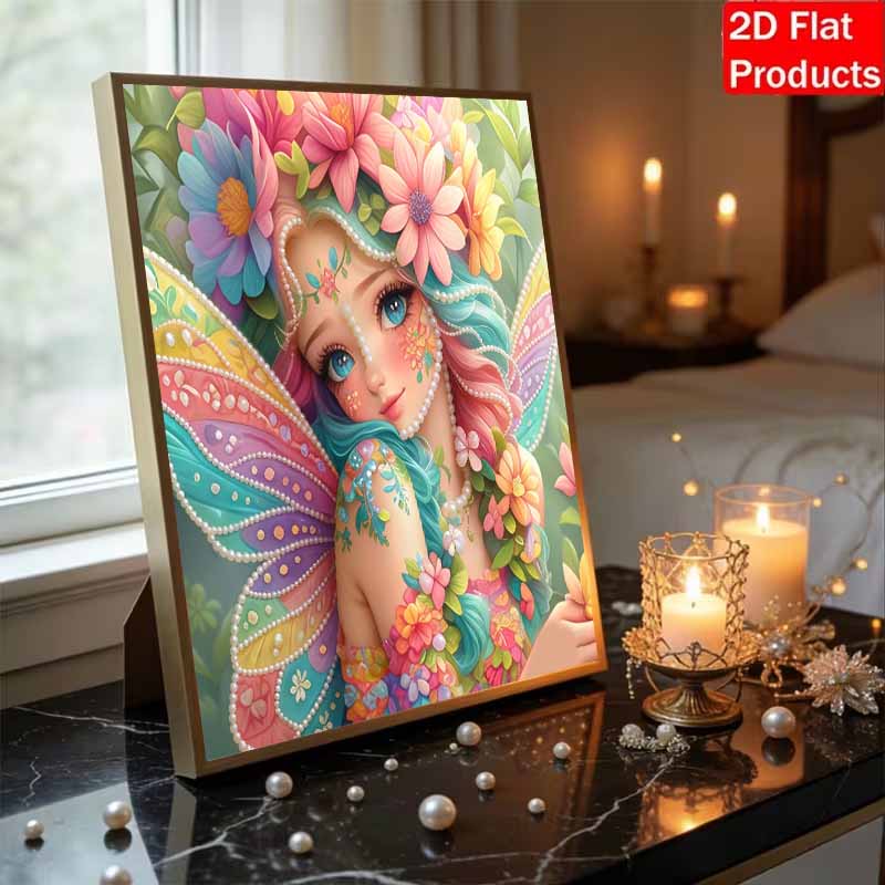 DIY Beautiful Fairy Flower Pearl Diamond Art Kits Without Frame 30x40cm Gem Art Diamond Painting Kits for Adults/Beginners Gift Idea Home Wall Decor