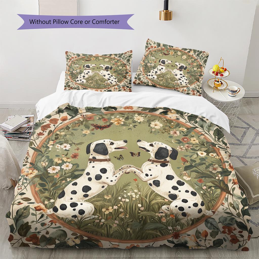 Biancheria da letto con motivo dalmata sull'erba Decorazione per la casa Regalo di compleanno (1 * copripiumino + 2 * federa, senza nucleo)