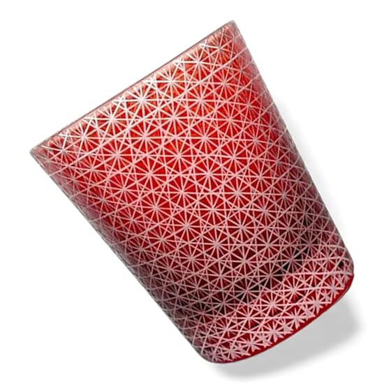 Takumibifu Dinner Luxe Kiriko Glass Cup 80xH90mm 220cc Line-Carved Komon Red Koga PNO.332852