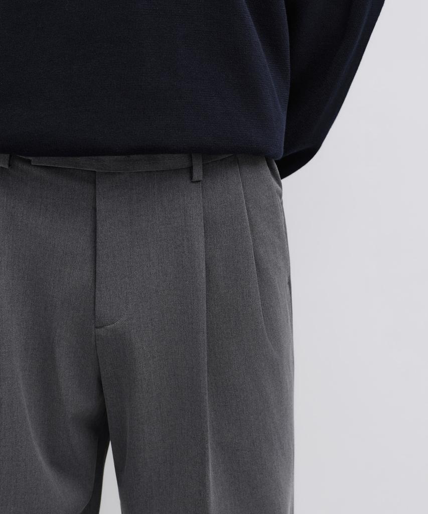 MUSINSA STANDARD Real Wide Hidden Banding Slacks [Melange Gray]